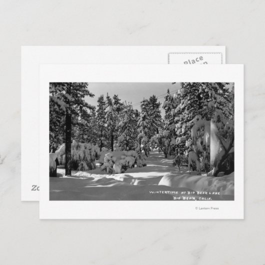 Big Beer Lake, CA in het Winter Snow Uitzicht Briefkaart (Voorkant / Achterkant)