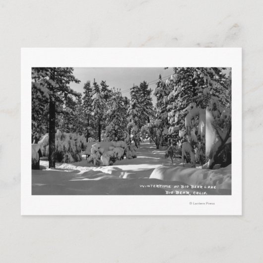Big Beer Lake, CA in het Winter Snow Uitzicht Briefkaart (Voorkant)