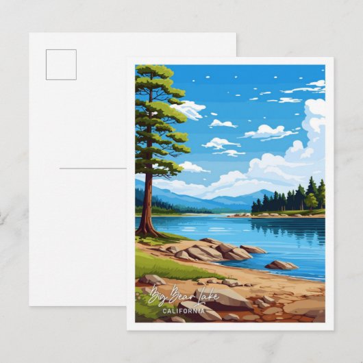 Big Beer Lake California Art Travel Illustratie Briefkaart (Voorkant / Achterkant)