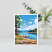 Big Beer Lake California Art Travel Illustratie Briefkaart (Staand voorkant)