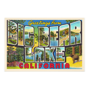 Big Beer Lake California CA Large Letter Briefkaar Foto Afdruk