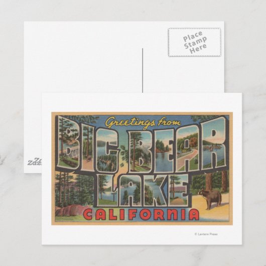 Big Beer Lake, Californië - grote lettertjes Briefkaart (Voorkant / Achterkant)