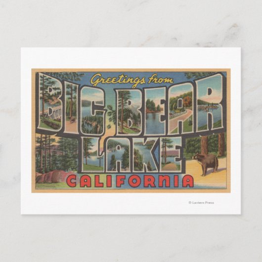 Big Beer Lake, Californië - grote lettertjes Briefkaart (Voorkant)