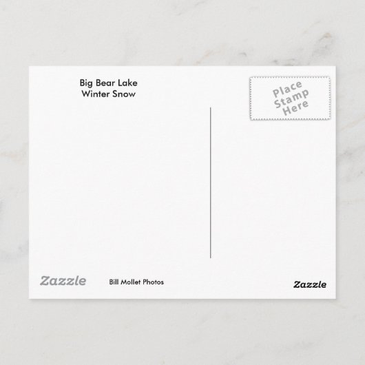 Big Beer Lake, Winter Snow Briefkaart (Achterkant)