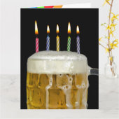 Big Beer mok met verjaardagskaarsen Kaart (Gele Bloem)