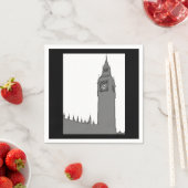 Big Ben Black & White  Style London Napkins Servetten (Insitu)