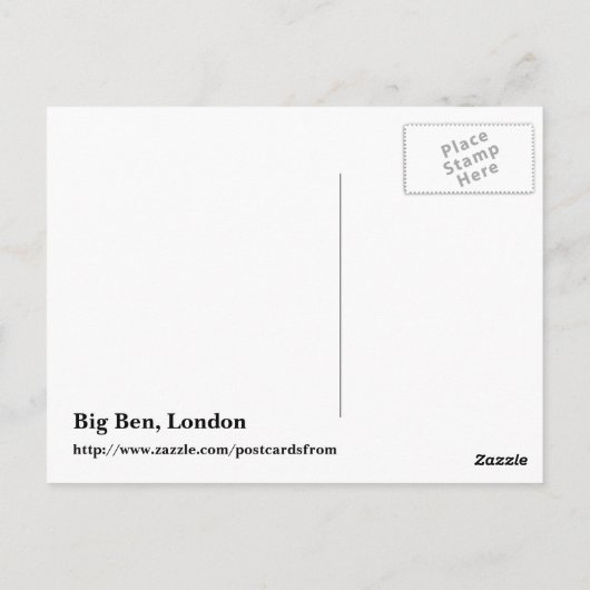 Big Ben Briefkaart (Achterkant)