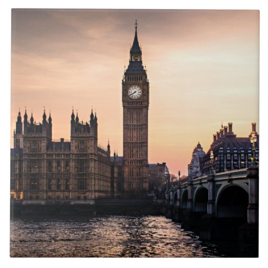 Big Ben by River Thames in Londen Tegeltje (Voorkant)