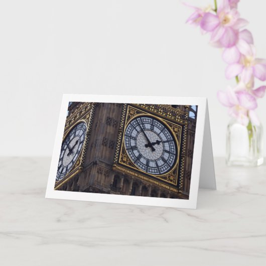 Big Ben Clock Face, Londen, Engeland Kaart (Orchidee)