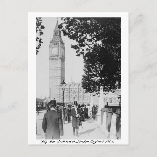 Big Ben Clock & House of Parliament 1901 Londen Briefkaart (Voorkant)