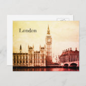 Big Ben Clock & London, Westminster /  Verenigd Ko Briefkaart (Voorkant / Achterkant)