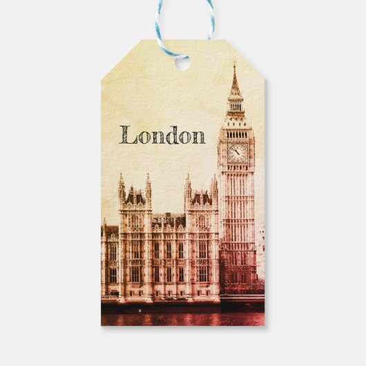 Big Ben Clock & London, Westminster /  Verenigd Ko Cadeaulabel (Achterkant)