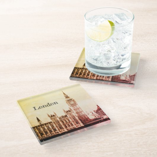 Big Ben Clock & London, Westminster /  Verenigd Ko Glazen Onderzetter (Schuin)