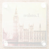 Big Ben Clock & London, Westminster /  Verenigd Ko Glazen Onderzetter (Achterkant)