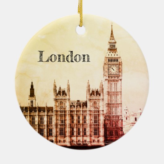 Big Ben Clock & London, Westminster /  Verenigd Ko Keramisch Ornament (Achterkant)