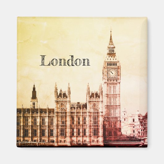 Big Ben Clock & London, Westminster /  Verenigd Ko Magneet (Voorkant)