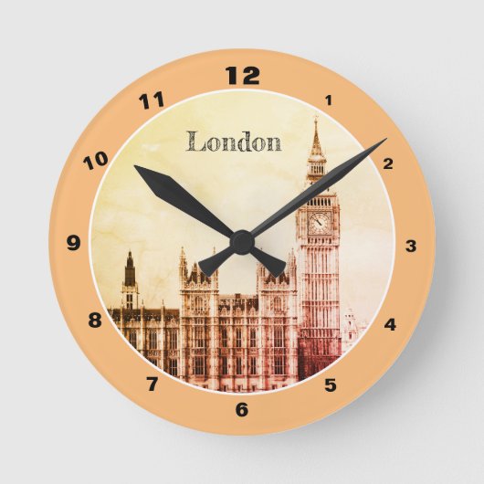 Big Ben Clock & London, Westminster /  Verenigd Ko Ronde Klok (Voorkant)