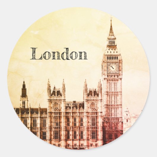 Big Ben Clock & London, Westminster / Verenigd Ko Ronde Sticker (Voorkant)