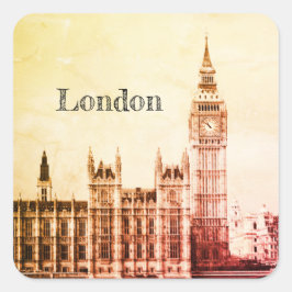 Big Ben Clock & London, Westminster /  Verenigd Ko Vierkante Sticker