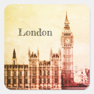 Big Ben Clock & London, Westminster / Verenigd Ko Vierkante Sticker