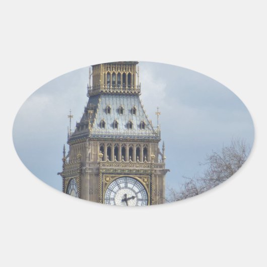 Big Ben Clock Ovale Sticker (Voorkant)