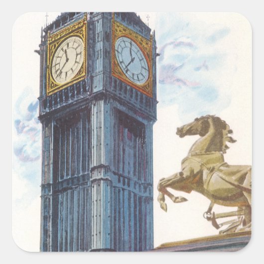 Big Ben Clock Tower bij het Palace van Westminster Vierkante Sticker (Voorkant)