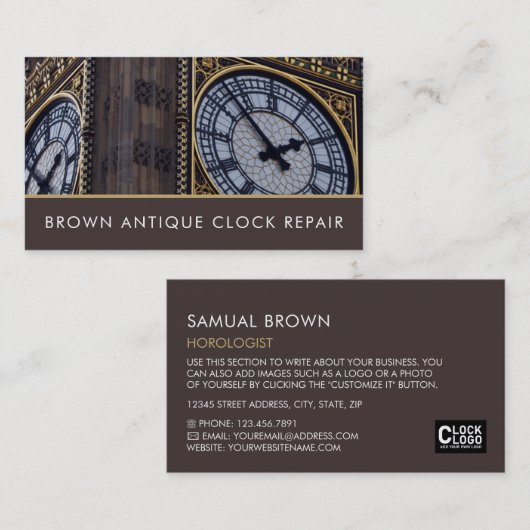 Big Ben Clock Tower, Horoloog Visitekaartje (Voorkant / Achterkant)