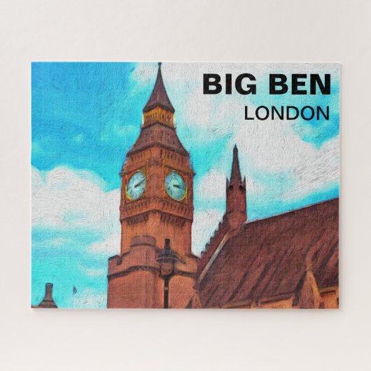 Big Ben Clock Tower in London Oil Painting Legpuzzel (Horizontaal)