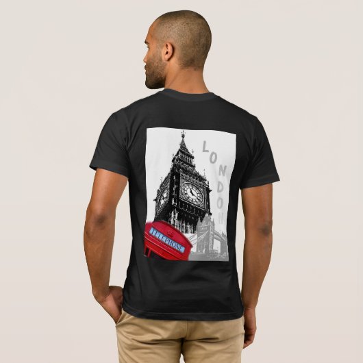 Big Ben Clock Tower London Red T-shirt (Achterkant volledig)