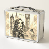 Big Ben Clock, Vrouw Traveller bij Big Ben Londen (Voorkant)