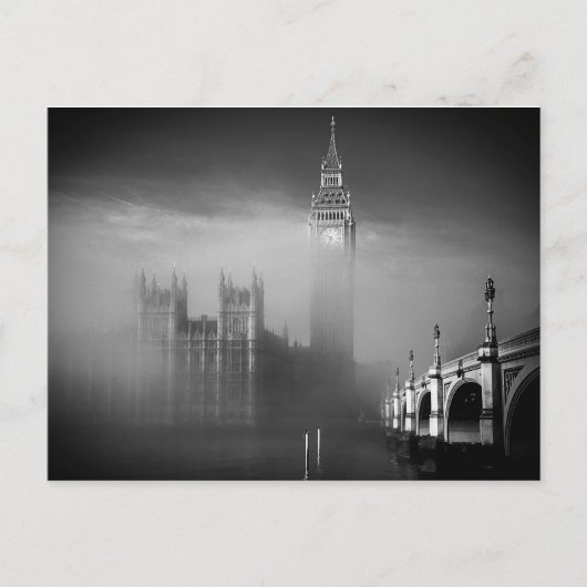 Big Ben door de mist Briefkaart (Voorkant)