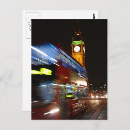 Big Ben - Double Decker Bus - London Briefkaart (Voorkant / Achterkant)