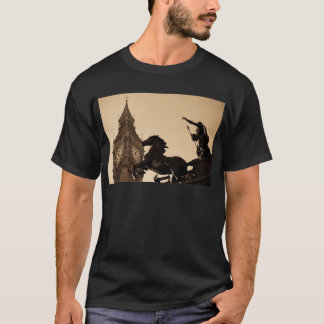 Big Ben en boudica standbeeld sepia T-shirt