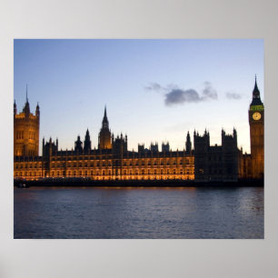 Big Ben en de Houses of Parliament in de stad Poster
