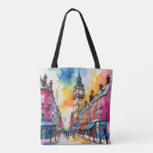 Big Ben en de levendige aquarel van London Street Tote Bag (Achterkant)