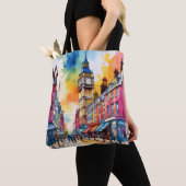 Big Ben en de levendige aquarel van London Street Tote Bag (Dichtbij)