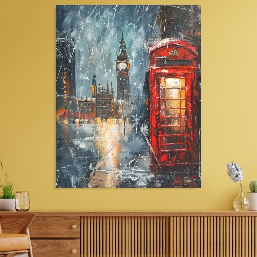 Big Ben en de rode telefooncel Canvas Afdruk (Insitu (Woonkamer))