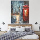 Big Ben en de rode telefooncel Canvas Afdruk (Insitu (Slaapkamer))