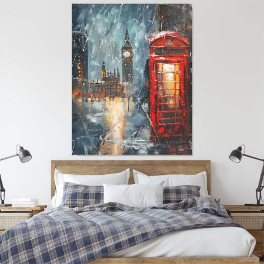 Big Ben en de rode telefooncel Canvas Afdruk (Insitu (Slaapkamer))