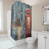 Big Ben en de rode telefooncel Douchegordijn (In situ)