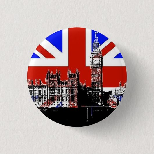 Big Ben en de Union Jack Ronde Button 3,2 Cm (Voorkant)