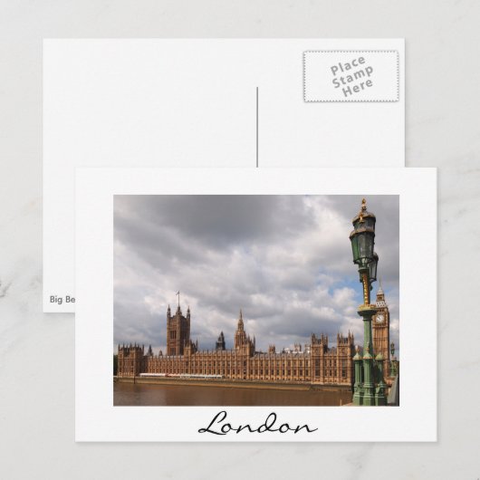 Big Ben en het parlement in Londen witte tekstkaar Briefkaart (Voorkant / Achterkant)