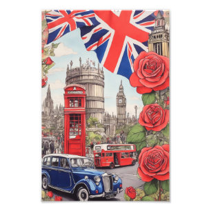 Big Ben en het Roos van Engeland 2 Foto Afdruk