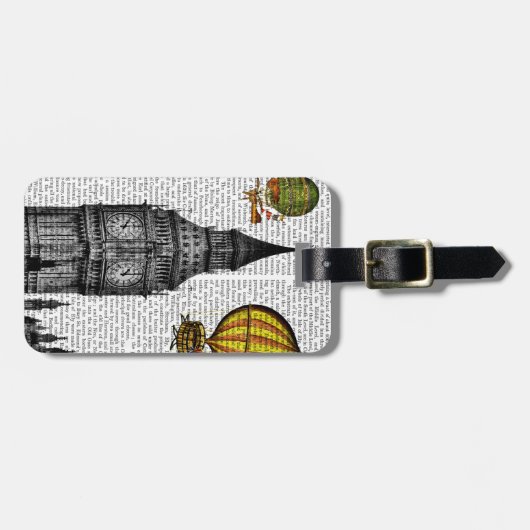 Big Ben en  Hot Air-ballonnen Bagagelabel (Voorkant horizontaal)