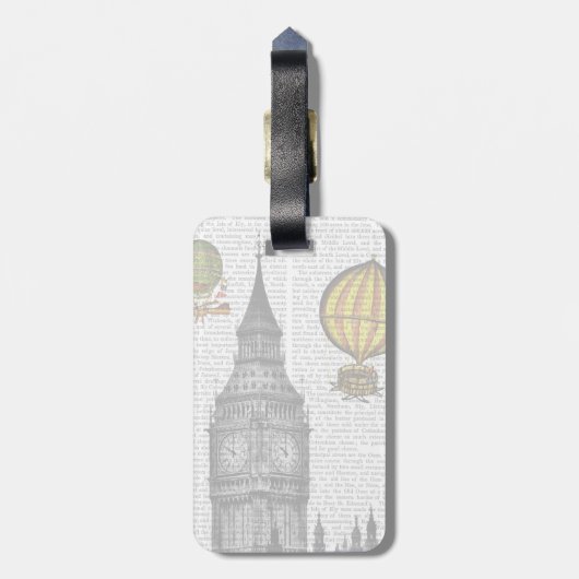 Big Ben en  Hot Air-ballonnen Bagagelabel (Achterkant verticaal)