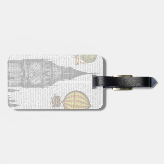 Big Ben en  Hot Air-ballonnen Bagagelabel (Achterkant horizontaal)