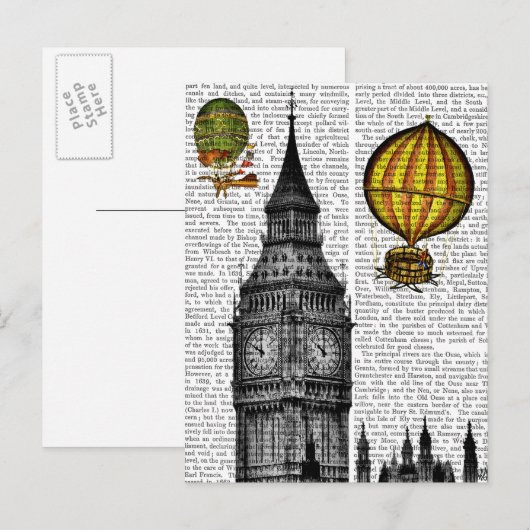 Big Ben en  Hot Air-ballonnen Briefkaart (Voorkant / Achterkant)