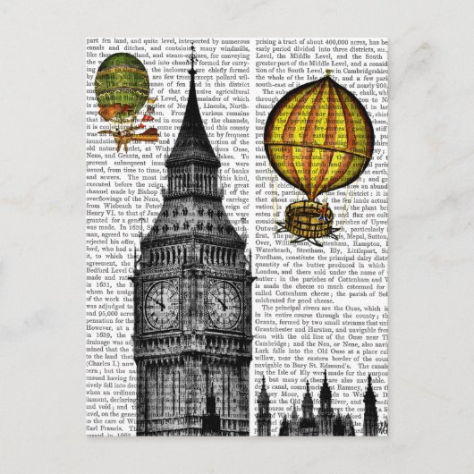 Big Ben en  Hot Air-ballonnen Briefkaart (Voorkant)