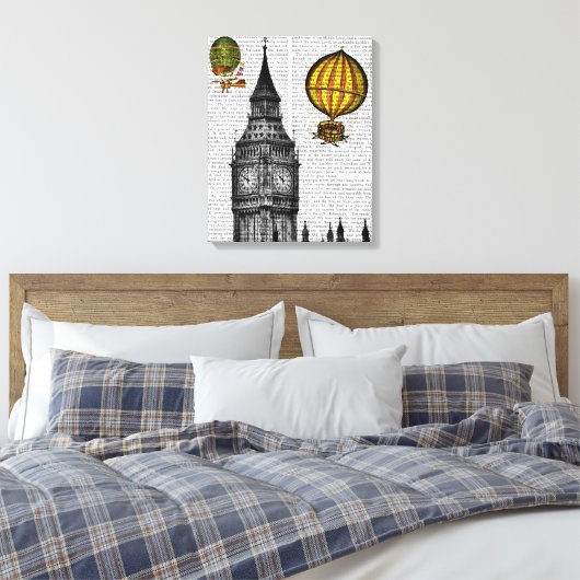 Big Ben en  Hot Air-ballonnen Canvas Afdruk (Insitu (Slaapkamer))