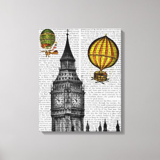 Big Ben en  Hot Air-ballonnen Canvas Afdruk (Voorkant)